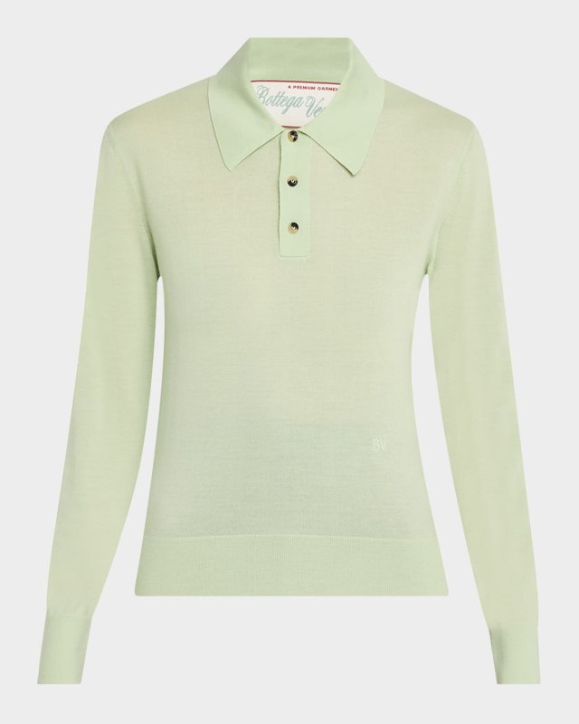 Long-Sleeve Fine Cashmere Polo Sweat